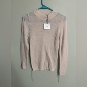 Zara Sweater Women Size Medium Beige Wool Alpaca Pullover Knit Crew NEW